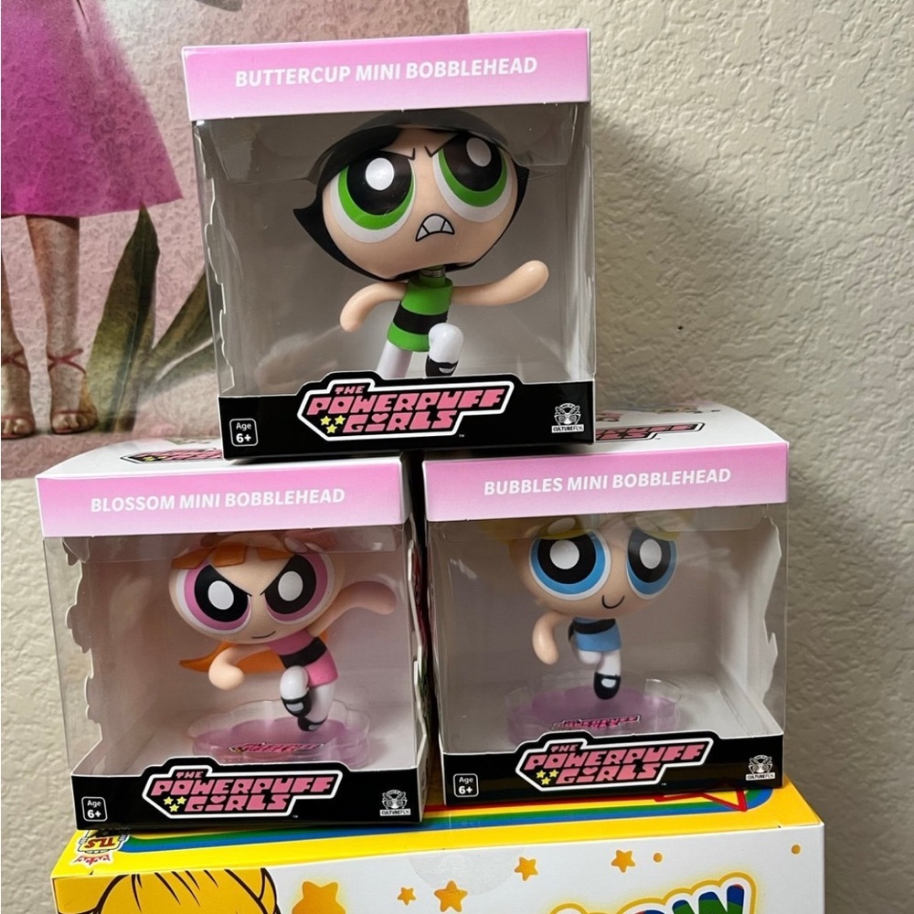 Powerpuff Girls Figure Bobblehead  Complete Set - Green, Pink, Blue
